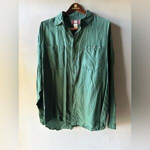 Chaimare Vintage Silk Green Button Up ~ Size M